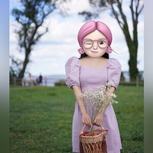 H&M Purple Puff Sleeve Dress